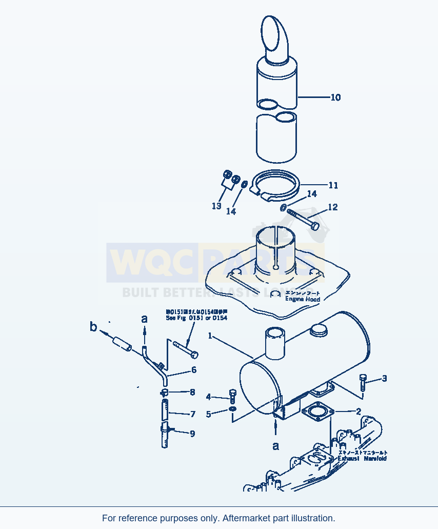 Komatsu WA200-1 Muffler And Mounting Serial 10001-UP parts diagram