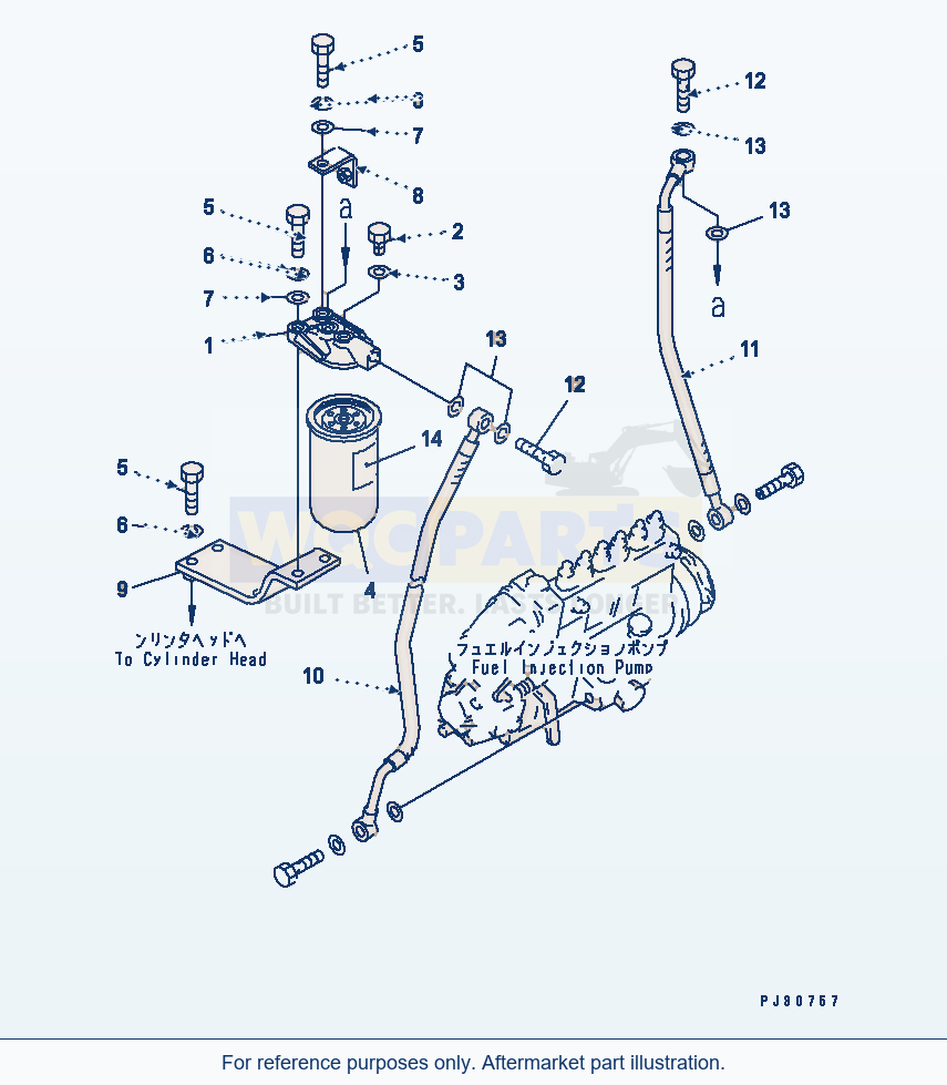 Komatsu WA200-1 Fuel Filter And Piping Serial 10001-UP parts diagram