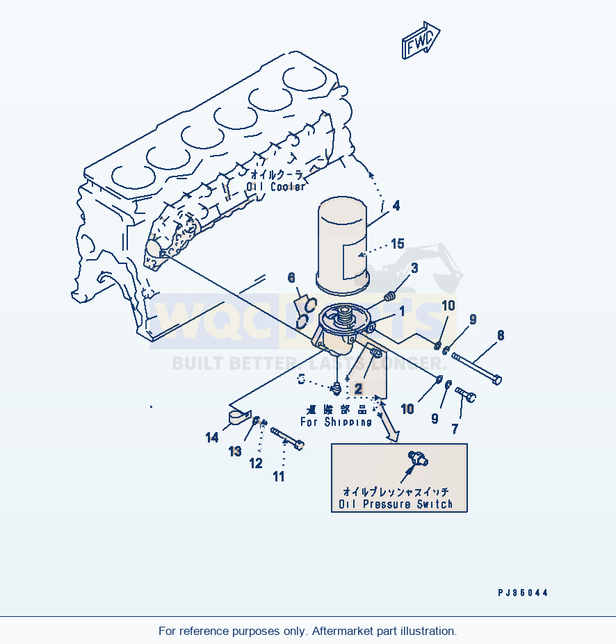 Komatsu WA200-1 Lubricating Oil Filter And Mounting parts diagram