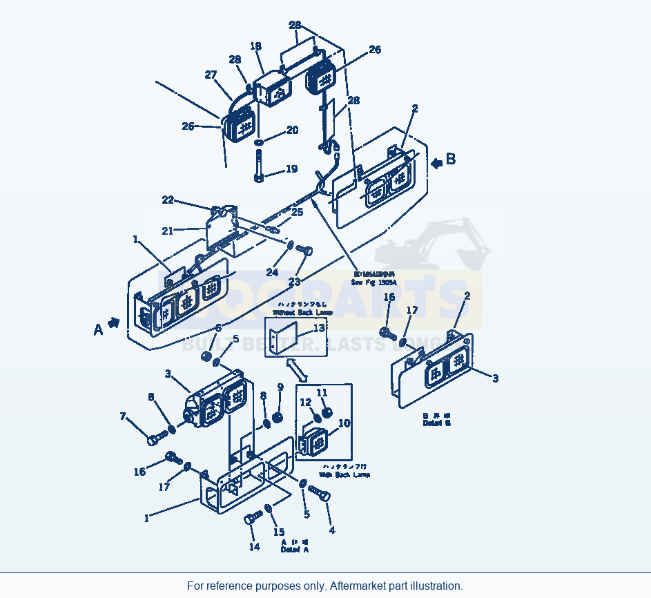 Komatsu WA200-1 Electrical System (Rear Lamp)(#20001-29999) parts diagram