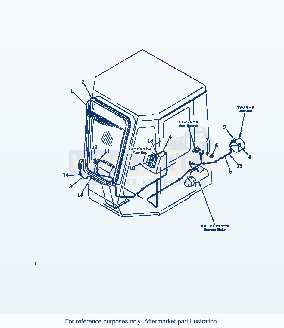 Komatsu WA200-1 Defroster Glass Serial 10001-UP parts diagram