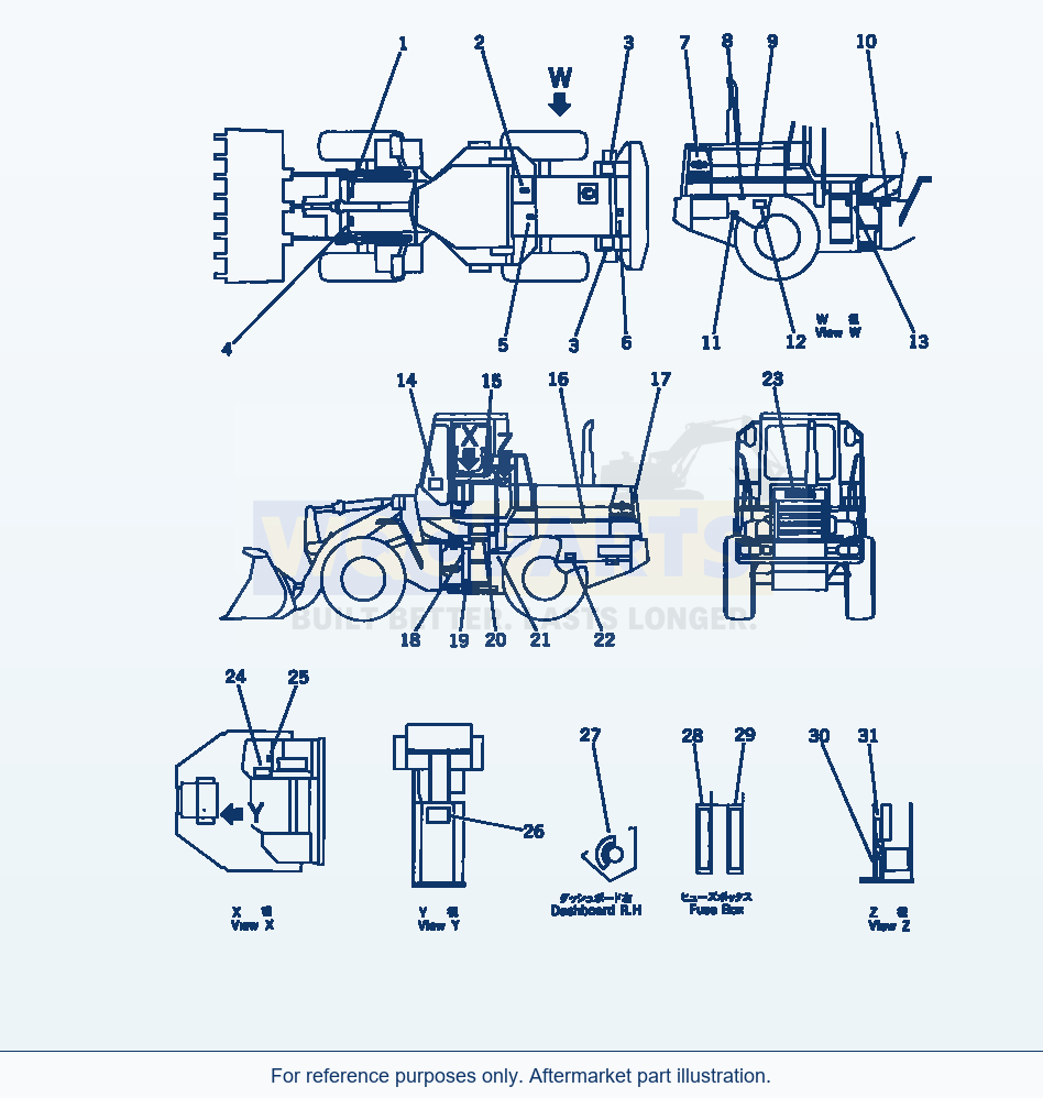 Komatsu WA200-1 Marks And Plates (French And English) parts diagram