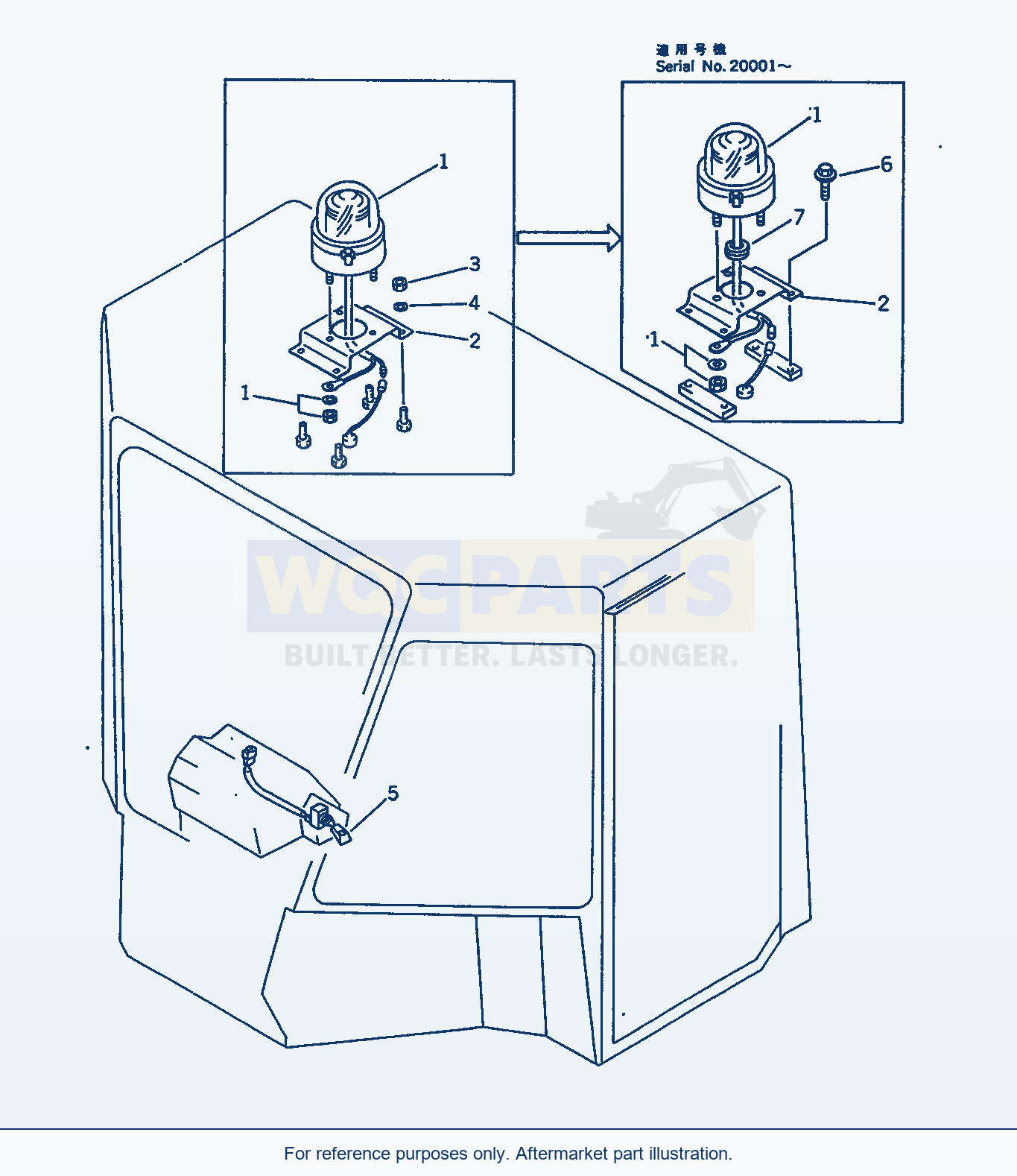 Komatsu WA200-1 Beacon Lamp (For 2-Persons Cab) parts diagram