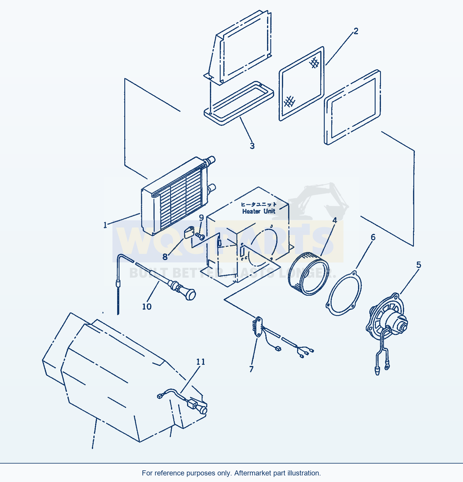 Komatsu WA200-1 Heater Unit (For 2-Persons Cab) parts diagram