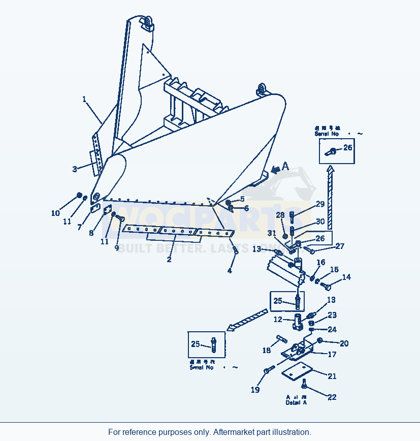 Komatsu WA200-1 V-Snow Plow parts diagram