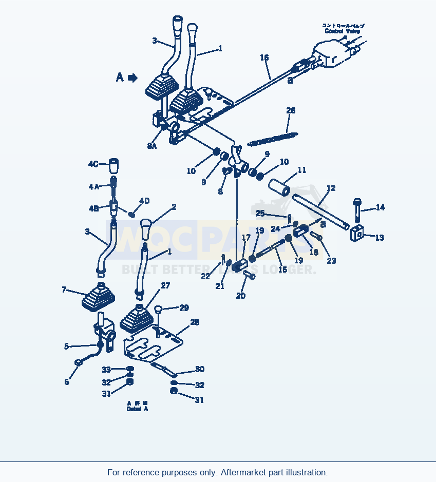 Komatsu WA200-1 Work Equipment Control Lever(#30001-) parts diagram