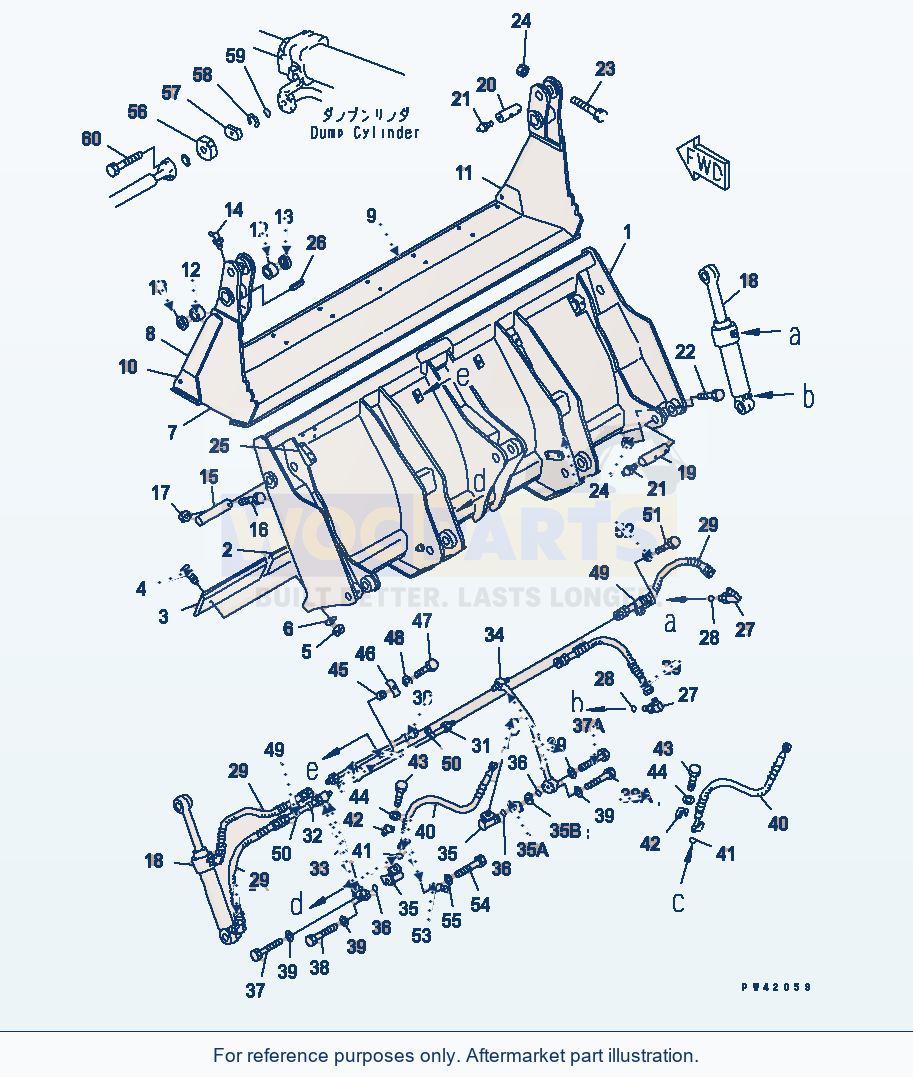 Komatsu WA200-1 Multipurpose Bucket Serial 10001-UP parts diagram