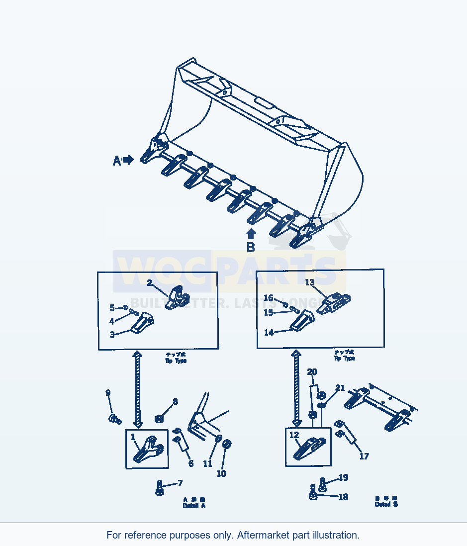 Komatsu WA200-1 Tooth Serial 10001-UP (OVERSEAS VERSION) parts diagram