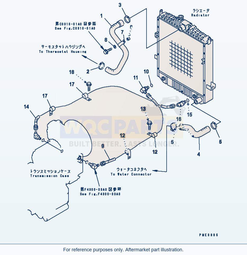 Komatsu WA200-3-SN Radiator (Radiator Piping) parts diagram