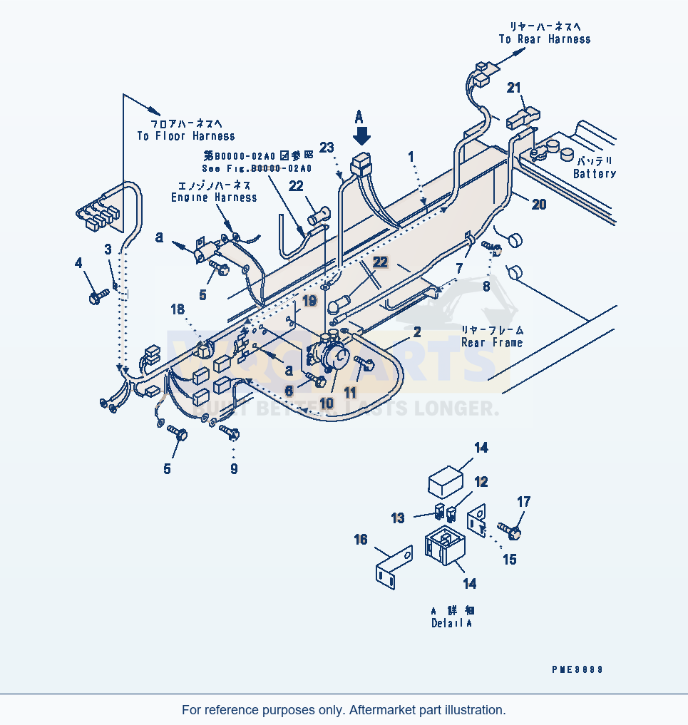 Komatsu WA200-3-SN Main Harness (Rear Frame Line) parts diagram