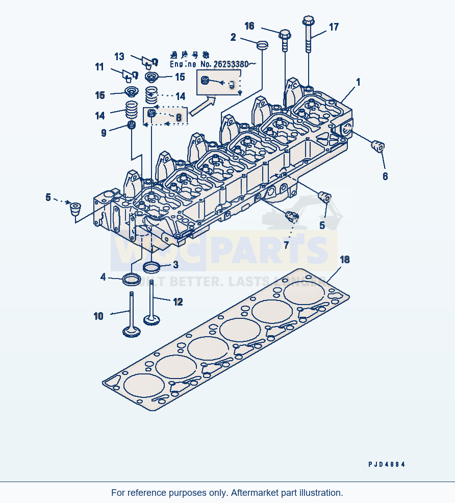Komatsu WA200-3-SN Cylinder Head parts diagram