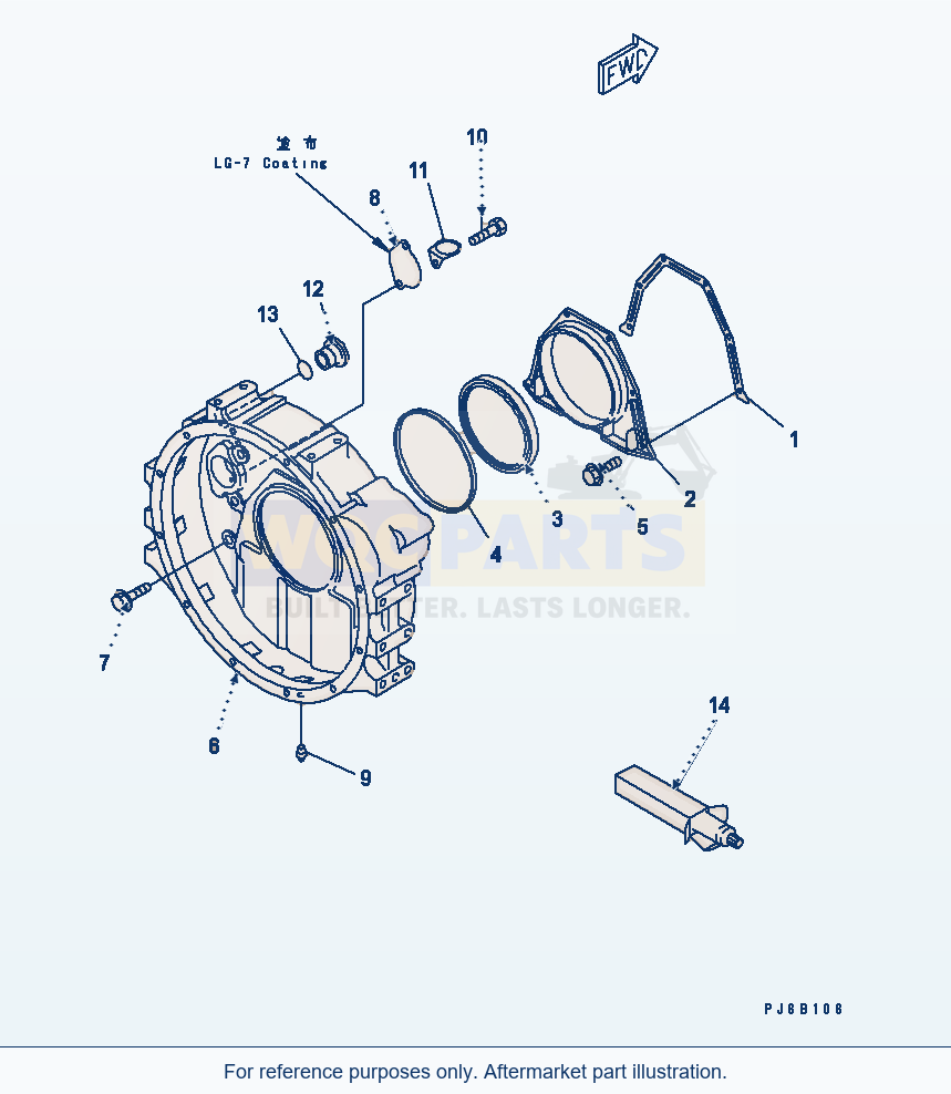 Komatsu WA200-3-SN Flywheel Housing(#26264143-) parts diagram