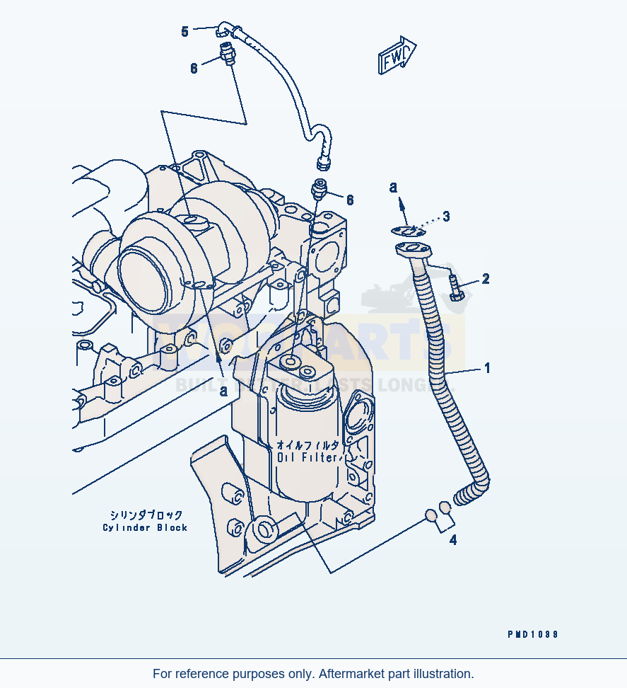 Komatsu WA200-3-SN Turbocharger Oil Piping(#26200929-26238405) parts diagram