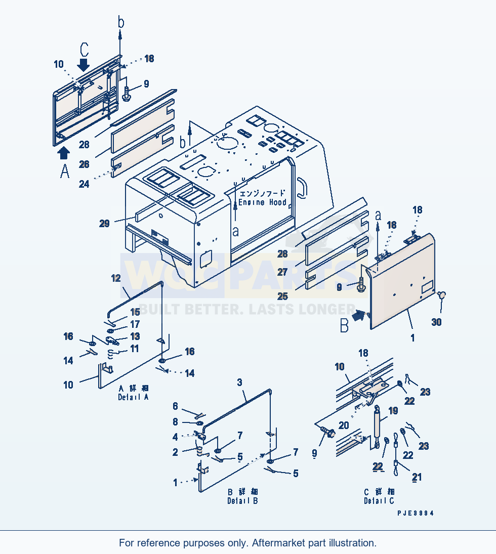 Komatsu WA200-3-SN Hood Door parts diagram