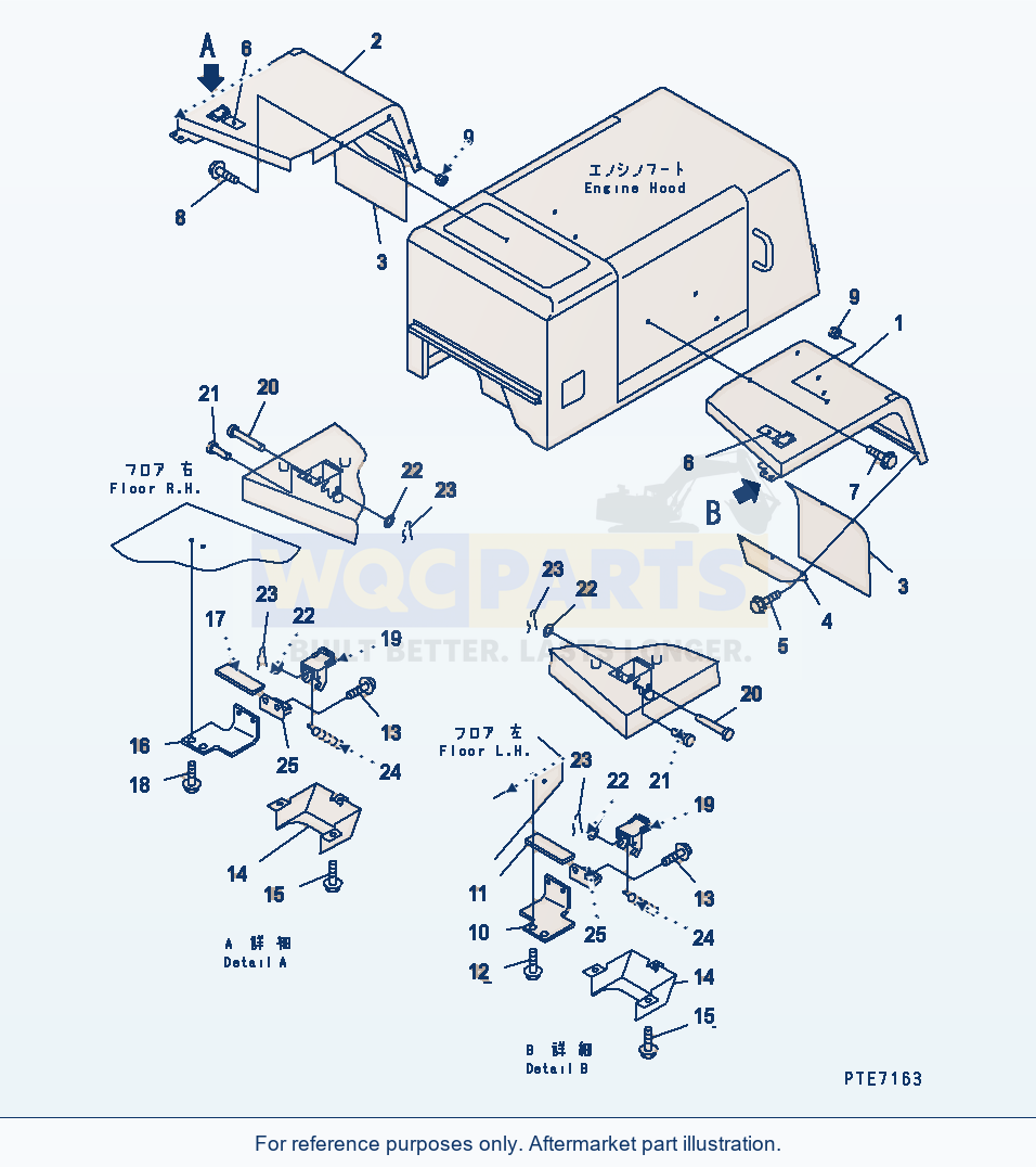 Komatsu WA200-3-SN Rear Fender (Full Fender) (Wide Type) parts diagram