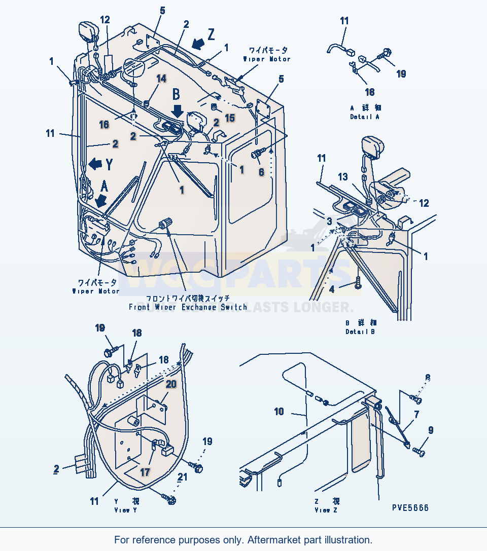 Komatsu WA200-3-SN 2-Persons Cab (Electrical System)(#64001-) parts diagram