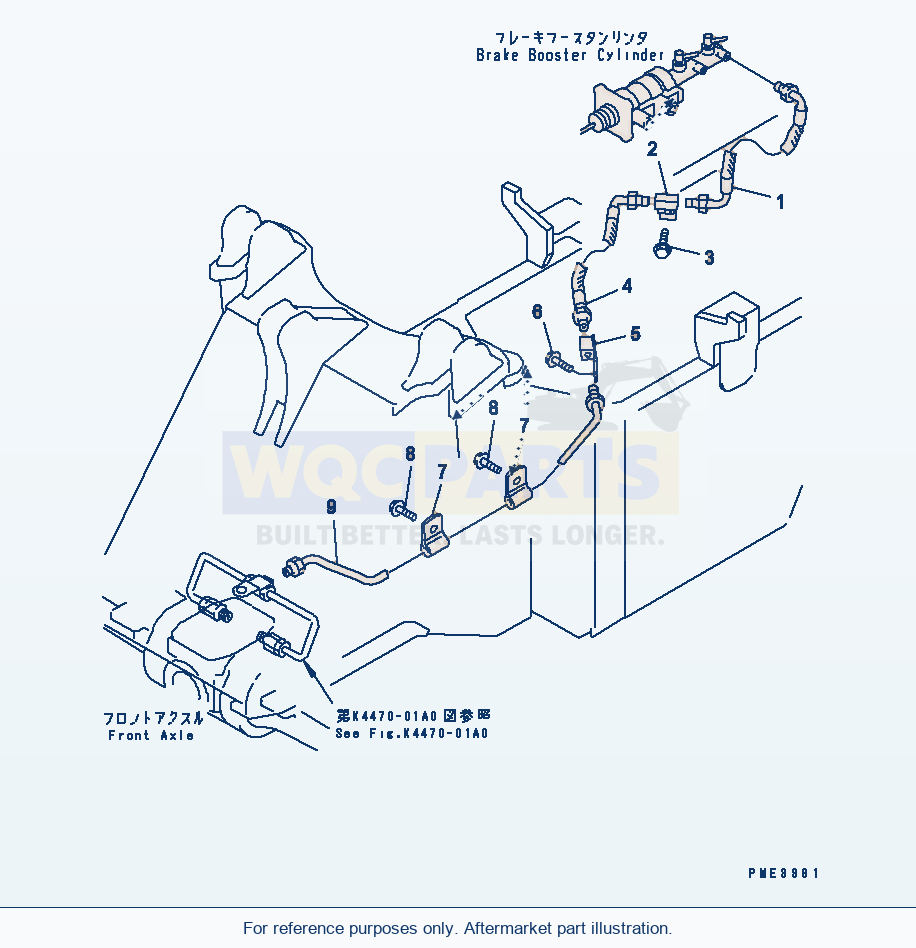 Komatsu WA200-3-SN Brake Control (Front Brake Line) parts diagram