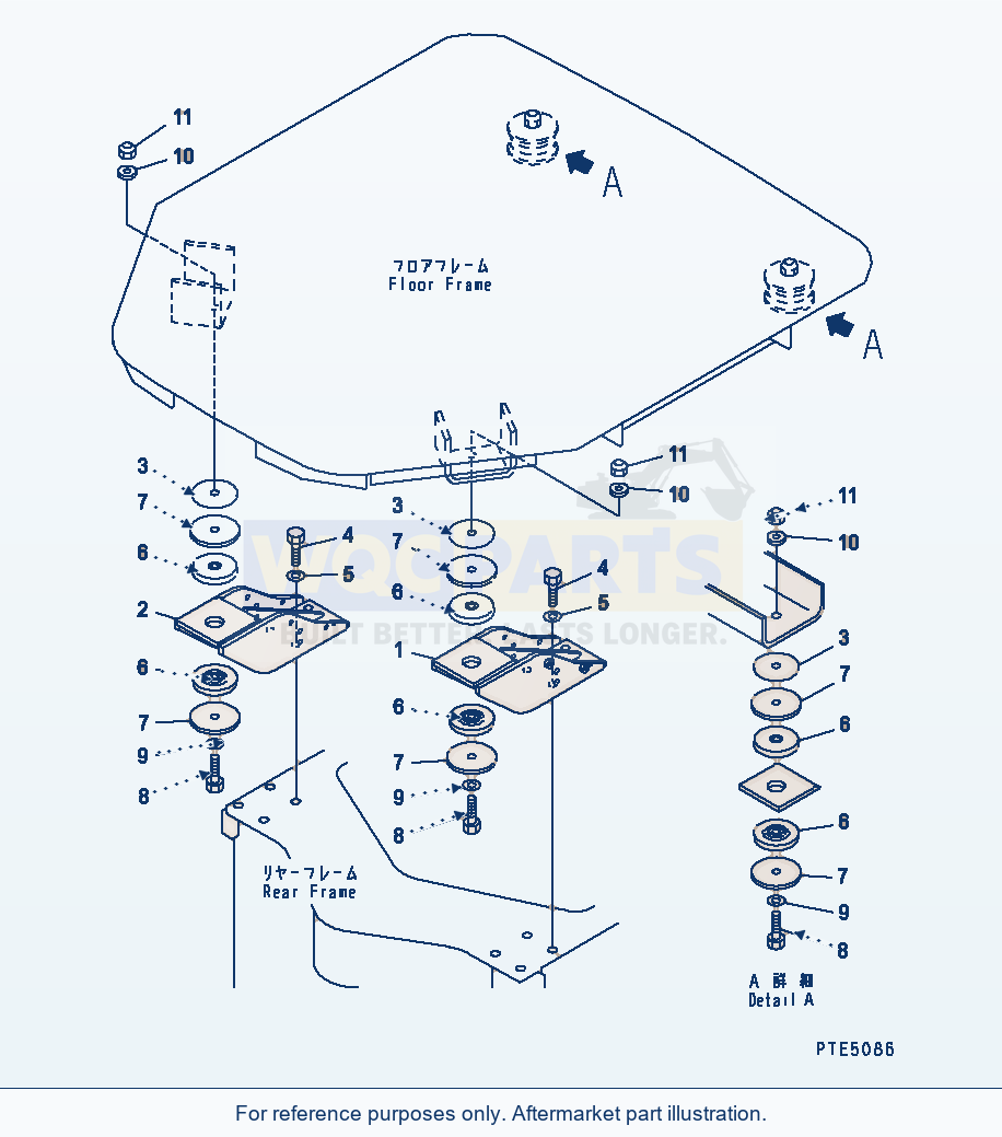 Komatsu WA200-3-SN Floor Support (With 2-Persons Cab) parts diagram