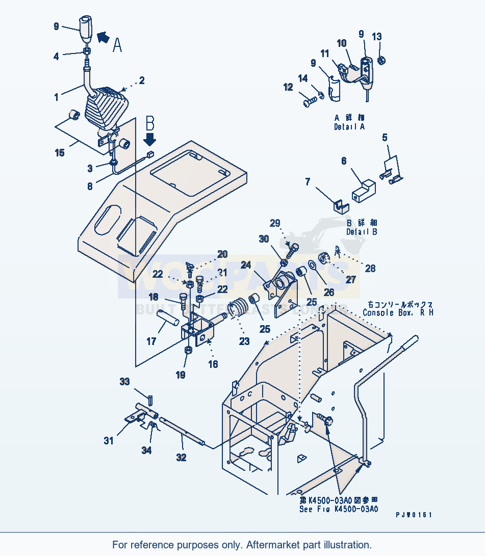 Komatsu WA200-3-SN Loader Control (Control Lever) parts diagram