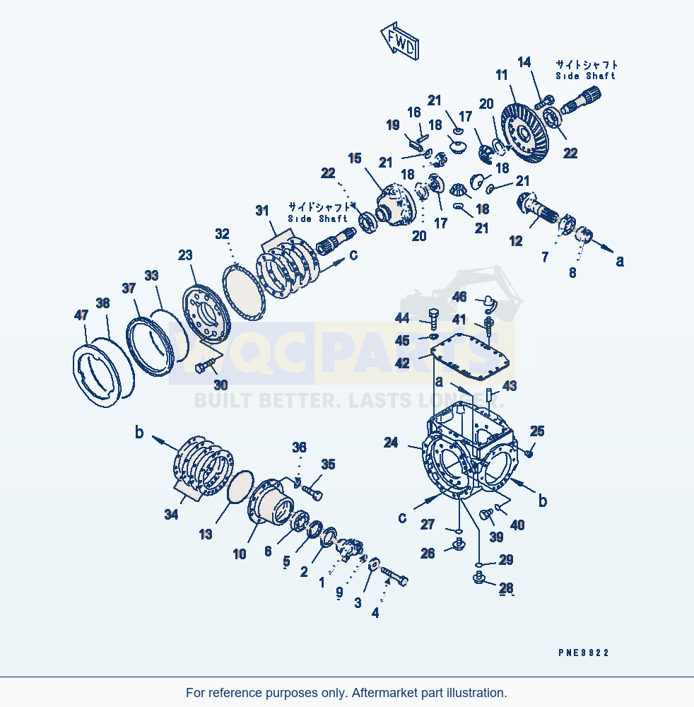 Komatsu WA200-3-SN Front Axle (Differential And Brake) parts diagram