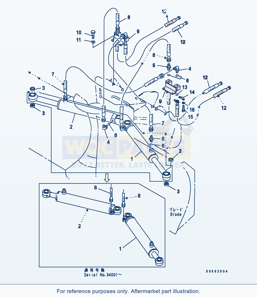 Komatsu WA200-3-SN Blade (Blade Cylinder Line) (Multi Blade) parts diagram