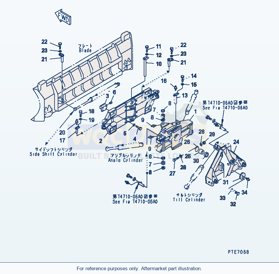 Komatsu WA200-3-SN Blade (Carrier) (S.P.A.P.) (With Power Tilt) parts diagram