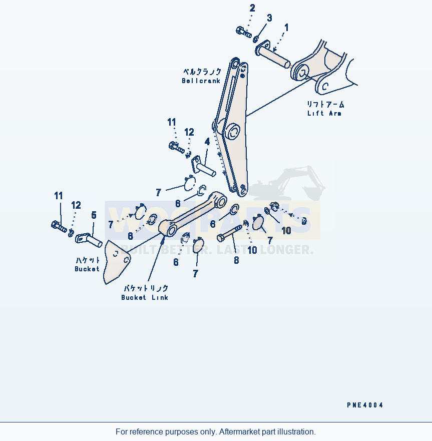Komatsu WA200-3-SN Lift Arm And Bellcrank (Mounting Parts) parts diagram