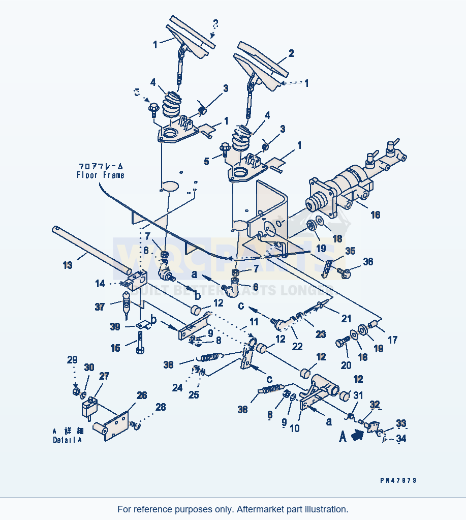 Komatsu WA200-3-X Brake Pedal And Linkage(#60001-) parts diagram
