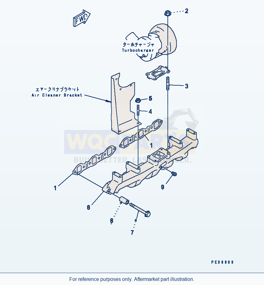 Komatsu WA200-3-X Exhaust Manifold parts diagram