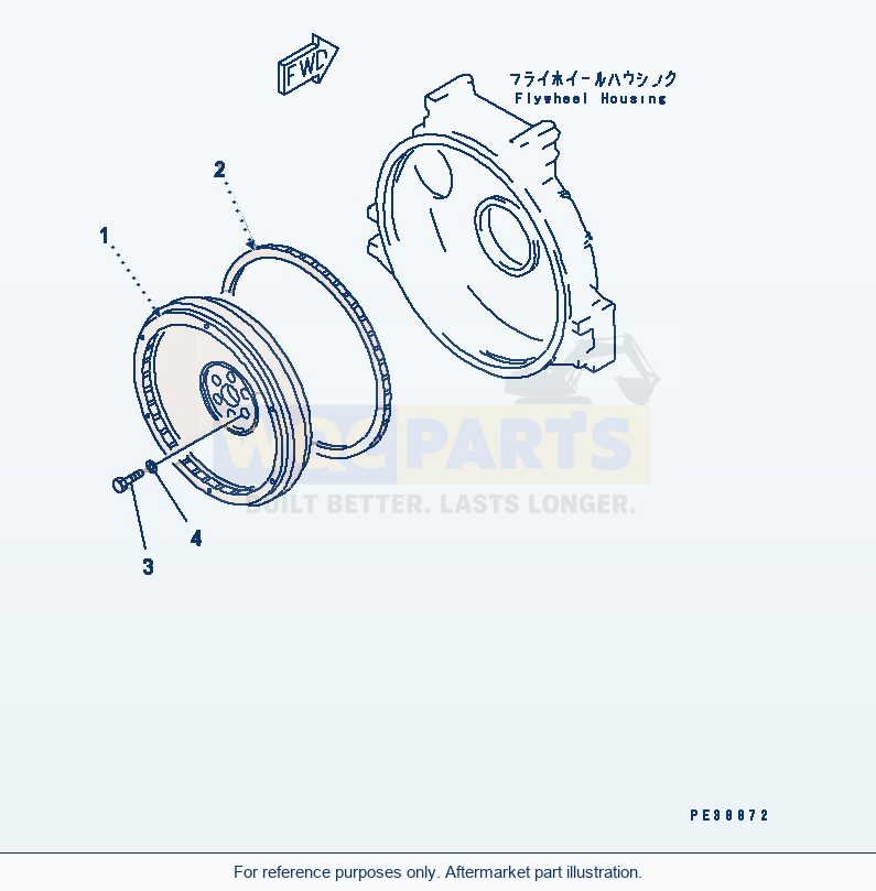 Komatsu WA200-3-X Flywheel parts diagram