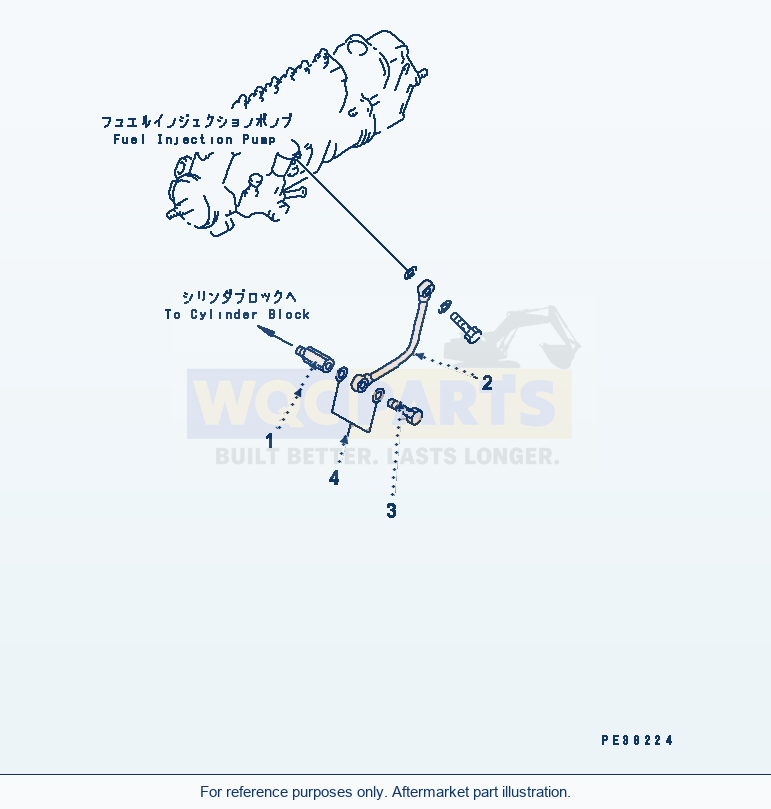 Komatsu WA200-3-X Fuel Injection Pump Lubricator parts diagram