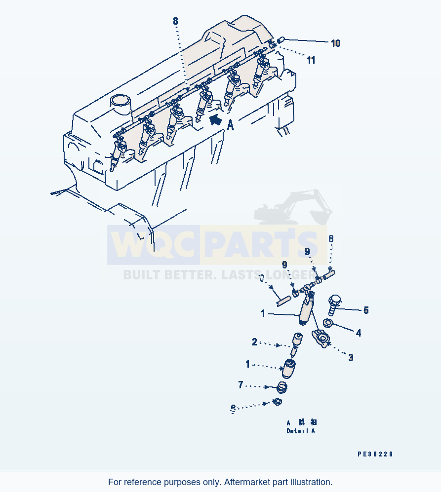 Komatsu WA200-3-X Injection Nozzle parts diagram