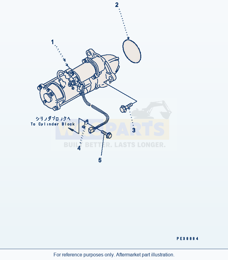 Komatsu WA200-3-X Starting Motor Mounting (5.5Kw) parts diagram