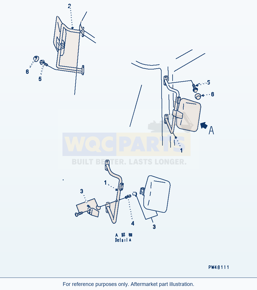 Komatsu WA200-3-X Rear View Mirror(#60001-) parts diagram
