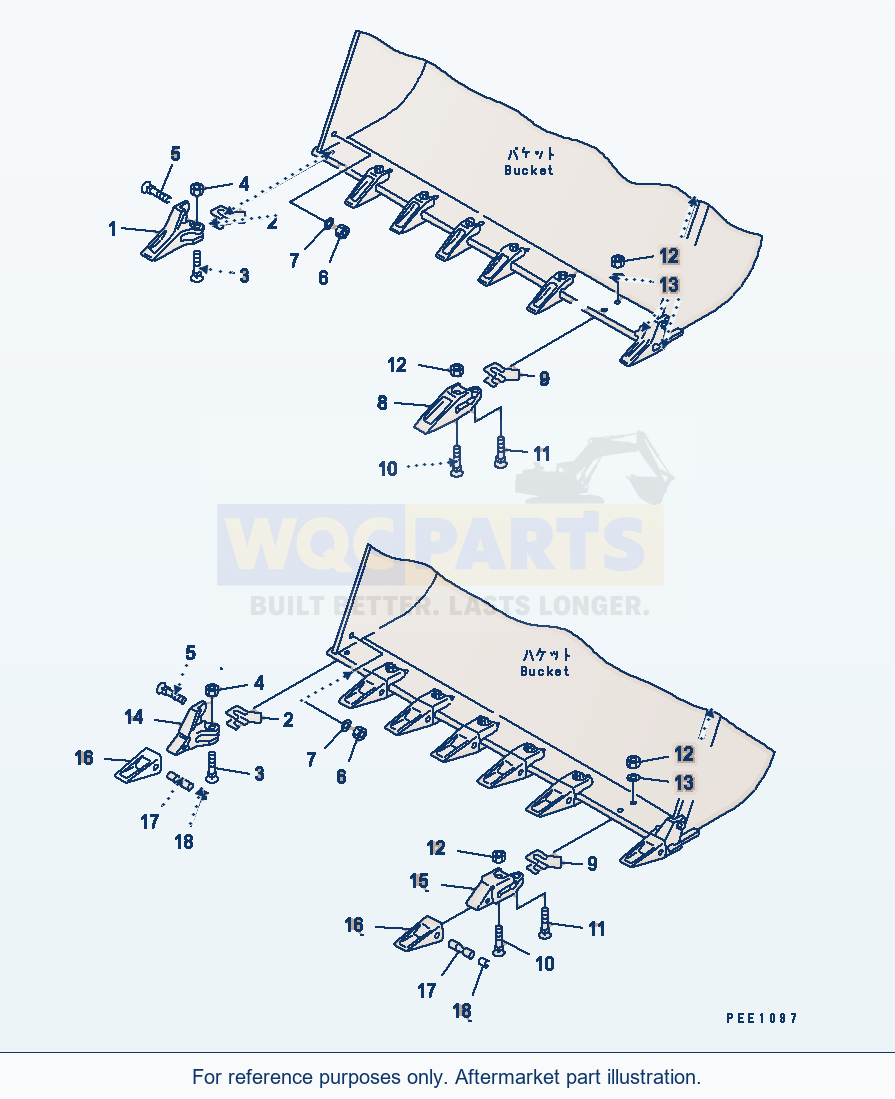Komatsu WA200-3-X Tooth And Tip Tooth(#60001-) parts diagram