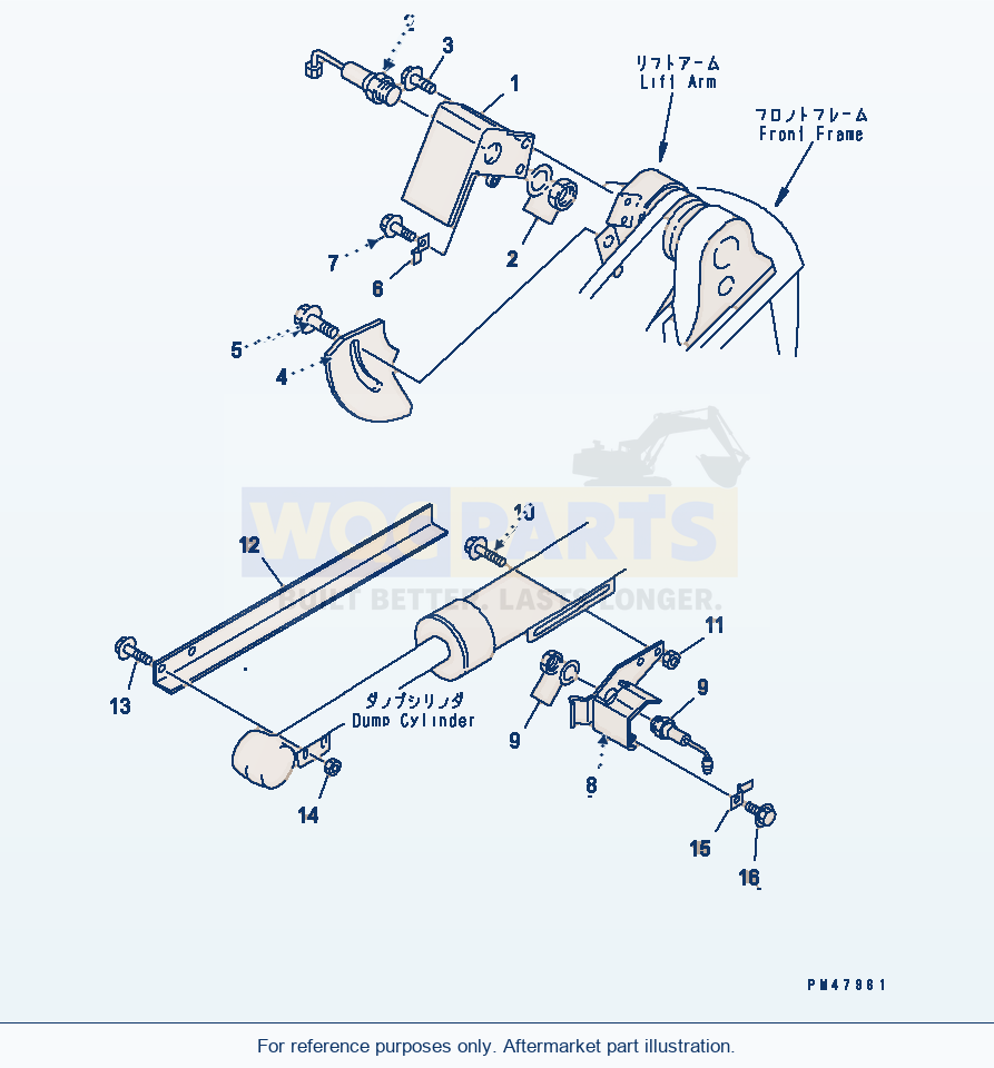 Komatsu WA200-3-X Boom Kick Out And Bucket Positioner(#60001-) parts diagram