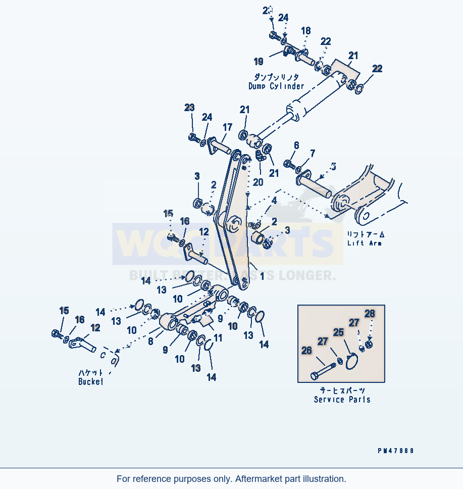 Komatsu WA200-3-X Bellcrank (With Auto Grease System)(#60001-) parts diagram