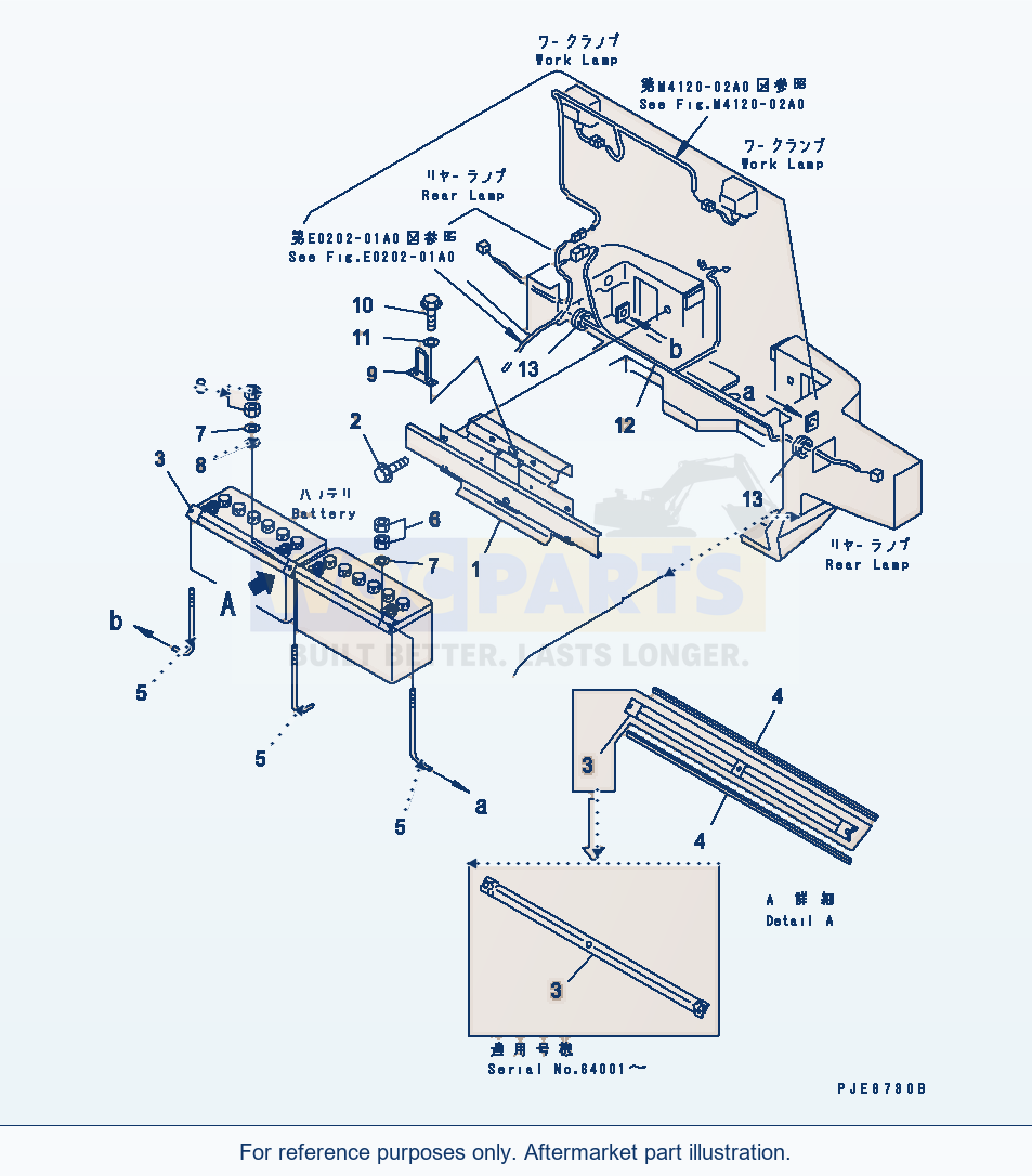 Komatsu WA200-3 Battery Box (Bracket) parts diagram