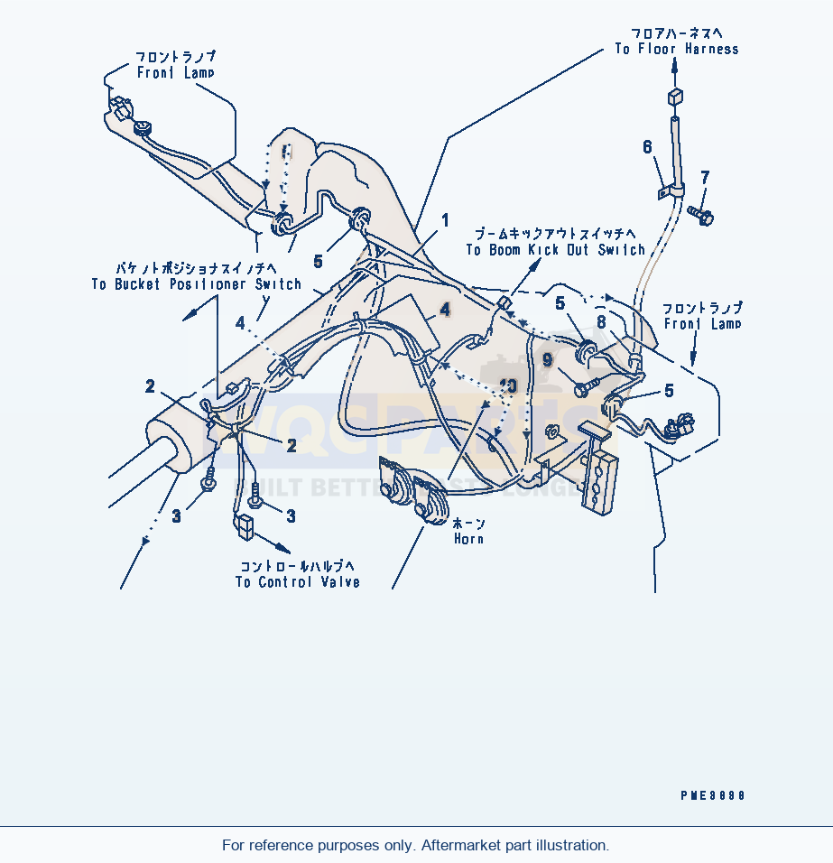 Komatsu WA200-3 Main Harness (Front Frame Line) parts diagram