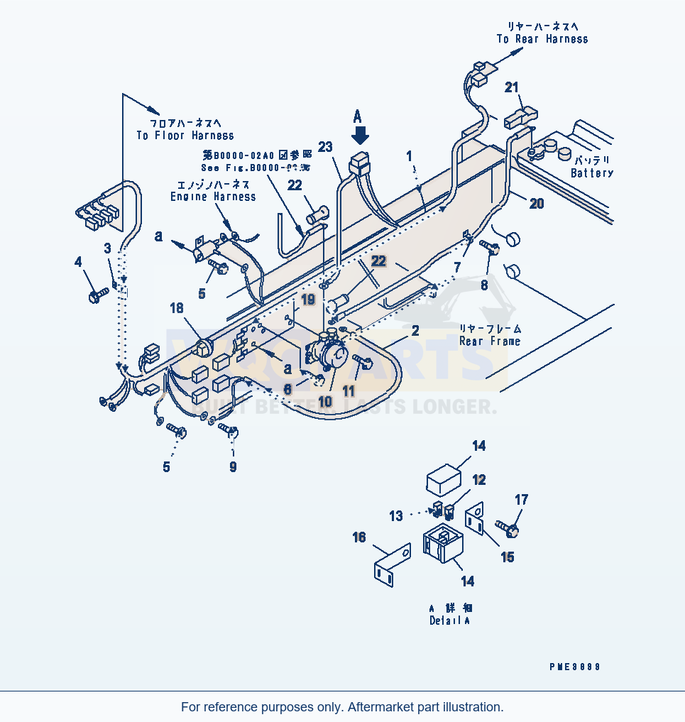 Komatsu WA200-3 Main Harness (Rear Frame Line) parts diagram