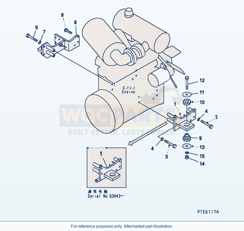 Komatsu WA200-3 Engine Mounting parts diagram