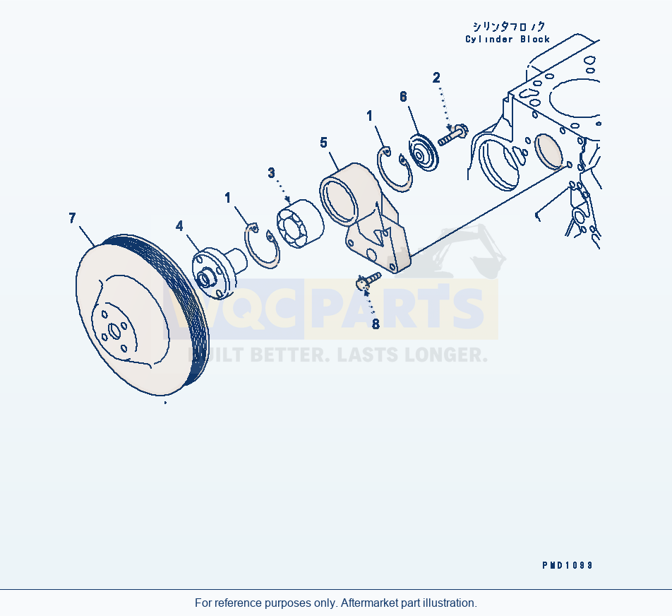 Komatsu WA200-3 Fan Drive Pulley parts diagram