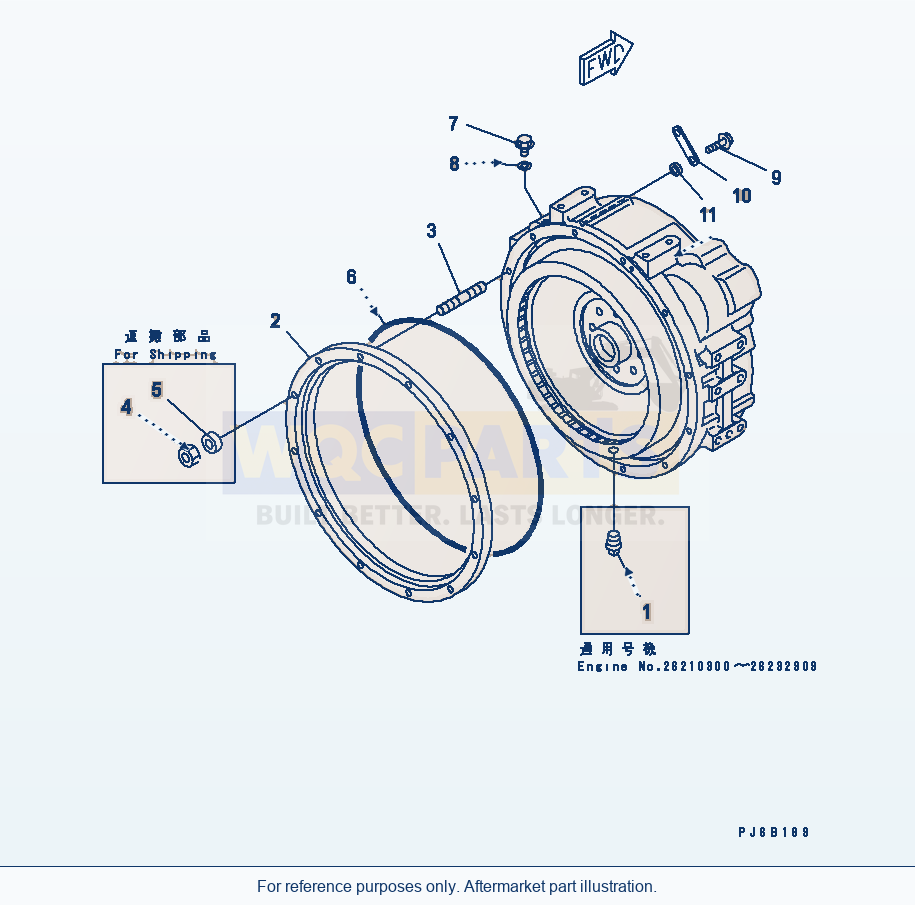 Komatsu WA200-3 Flywheel Housing Plug And Spacer(#26210300-) parts diagram