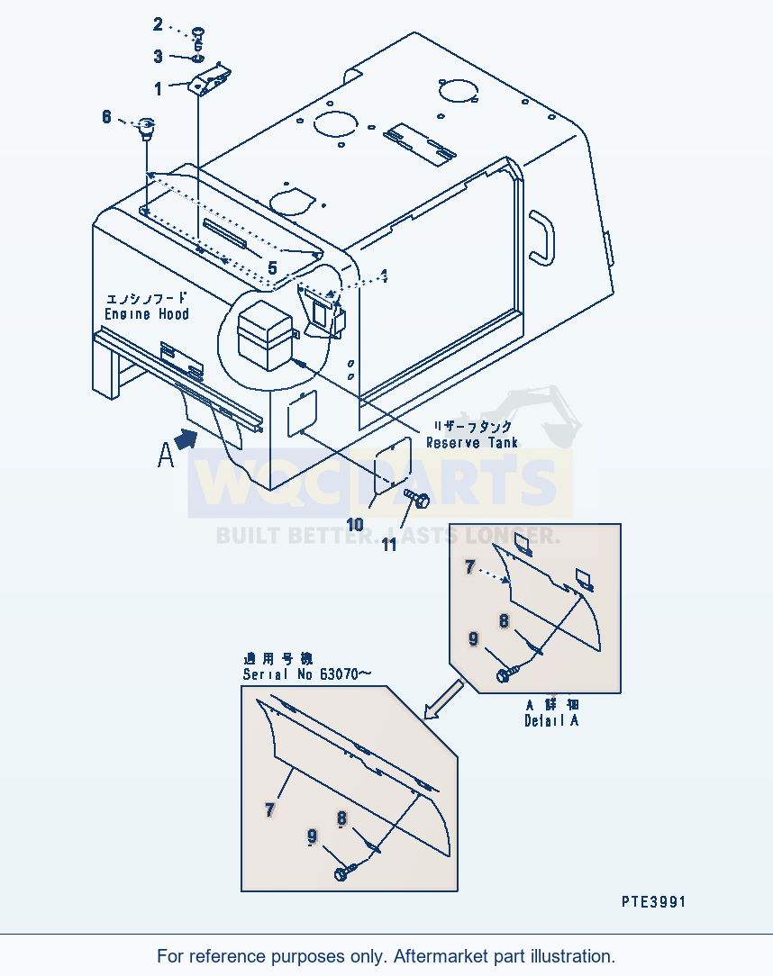 Komatsu WA200-3 Bulkhead parts diagram