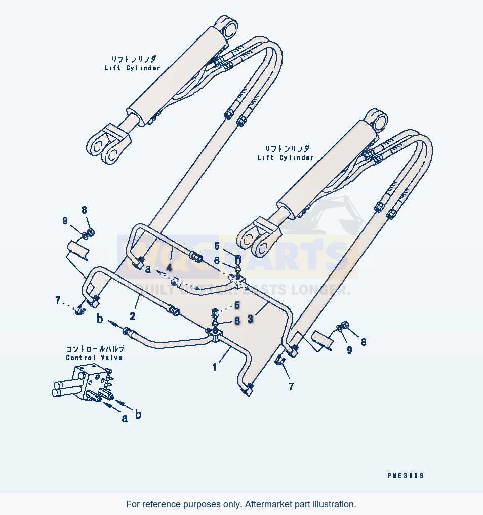 Komatsu WA200-3 Hydraulic Piping (Lift Cylinder Line) parts diagram