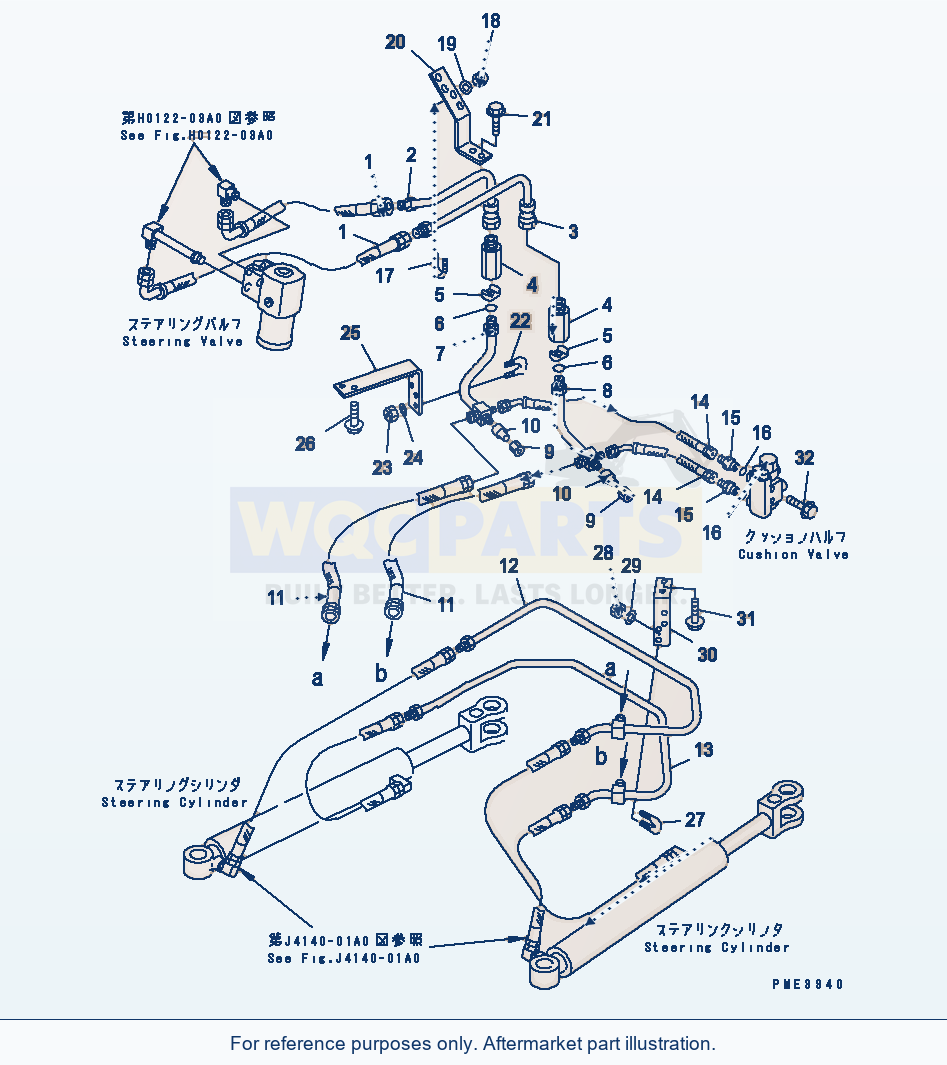 Komatsu WA200-3 Steering Line (Piping And Mounting Parts) parts diagram