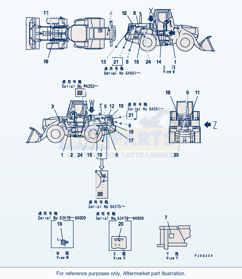 Komatsu WA200-3 Marks And Plates (Super Silent Spec.)(#63479-) parts diagram