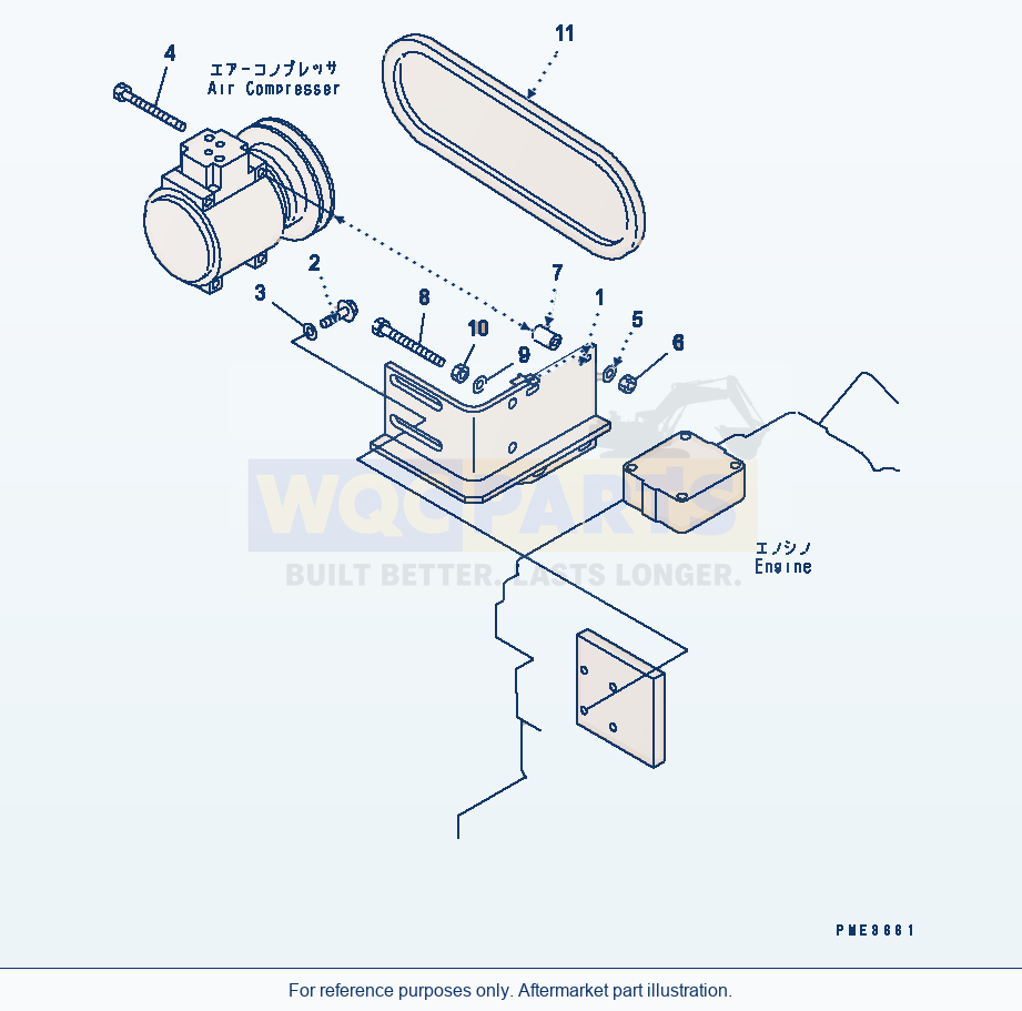 Komatsu WA200-3 Air Conditioner (Air Compressor Mounting) parts diagram