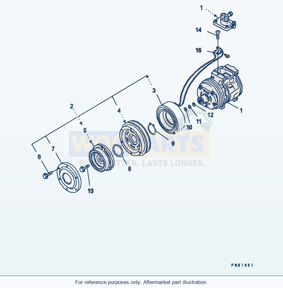 Komatsu WA200-3 Air Conditioner (Compessor)(#63001-63236) parts diagram