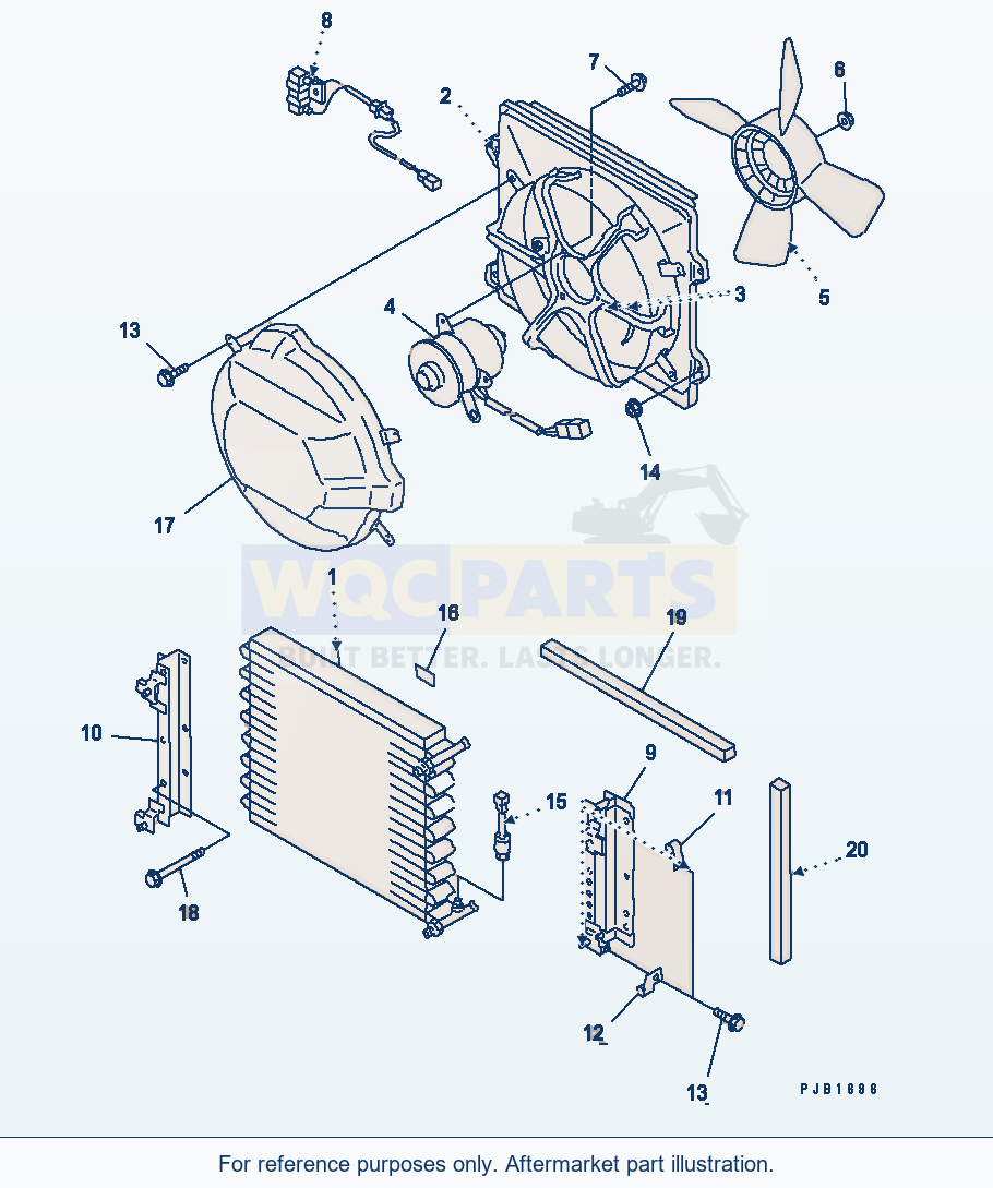 Komatsu WA200-3 Air Conditioner (Condenser) parts diagram